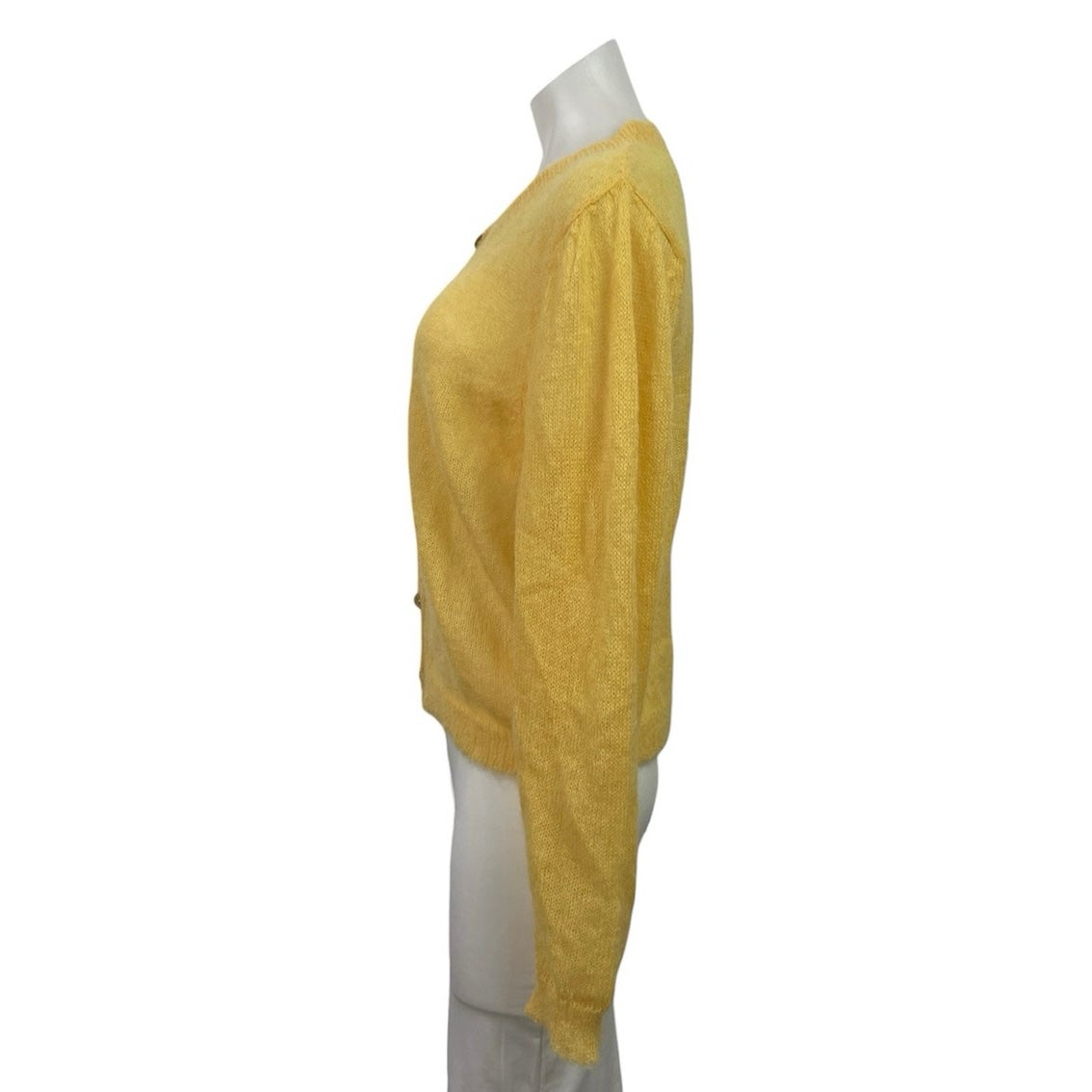 Two Thirds Women's Yellow Alpaca Button Down Long Sleeve Cardigan Sweater Top M — image 2 of 5